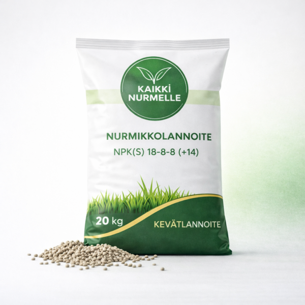 Nopeavaikutteinen nurmikkolannoite NPK 18-8-8 (+14) - kevään nurmikkolannoite.